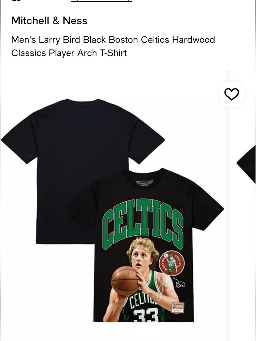 Mitchell & Ness Black Tee with Green CELTIC Graphic and Player Print